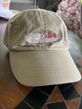 ESPN Classic Khaki Baseball Hat with White & Red Embroidery